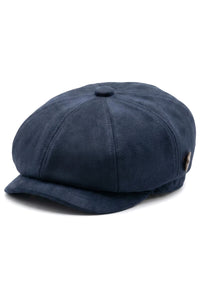 Men's Suede Vintage 8-Panel Classic Gatsby Baker Boy Hat - Navy
