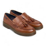 Men's Tan Brown Leather Chunky Sole Tassel Loafer Shoes