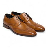 Men's Tan Brown Leather Classic Formal Lace-Up Brogue Shoes