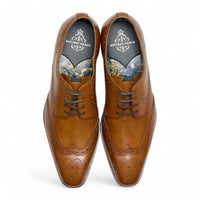 Men's Tan Brown Leather Classic Formal Lace-Up Brogue Shoes