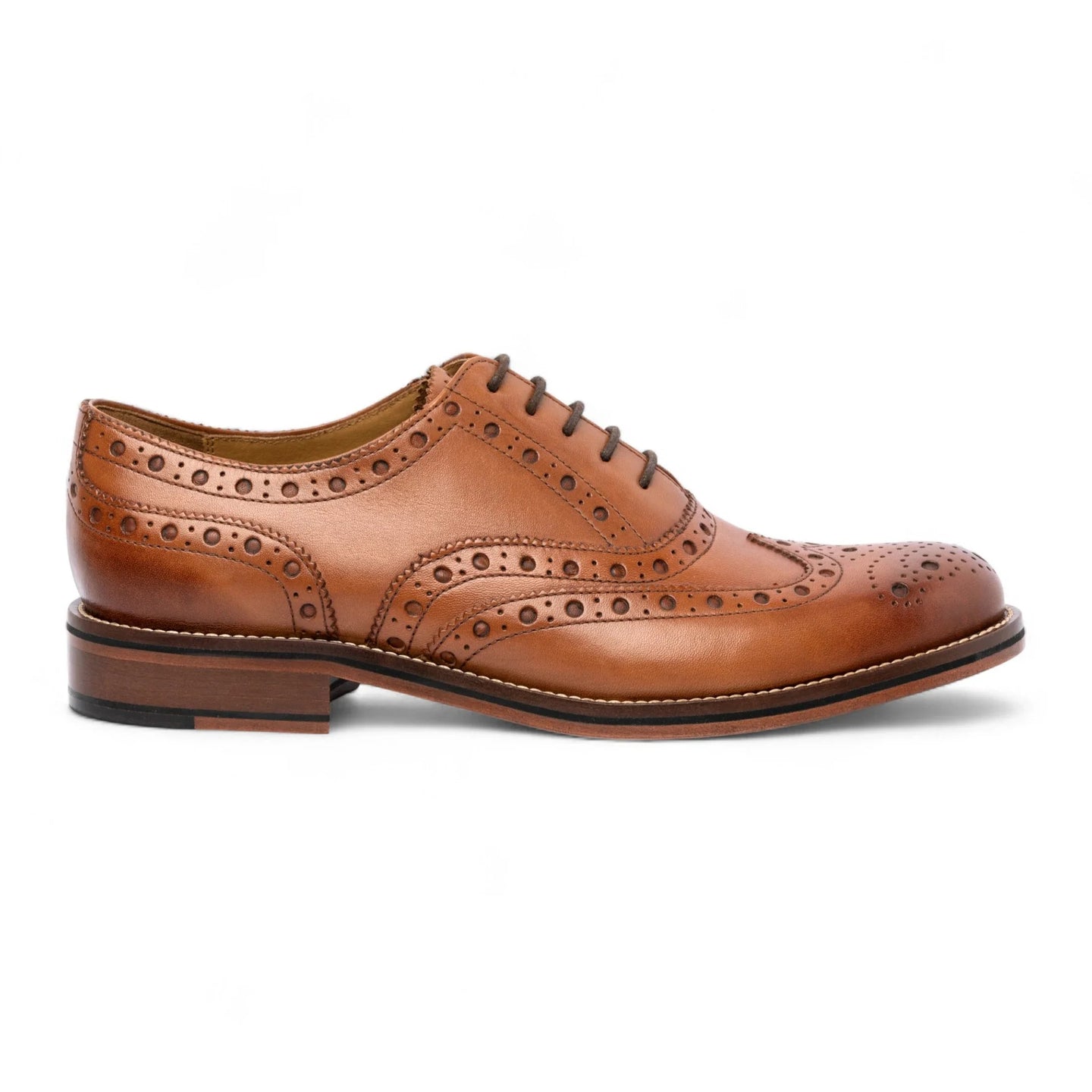 Men's Tan Brown Leather Wingtip Brogue Oxford Shoes