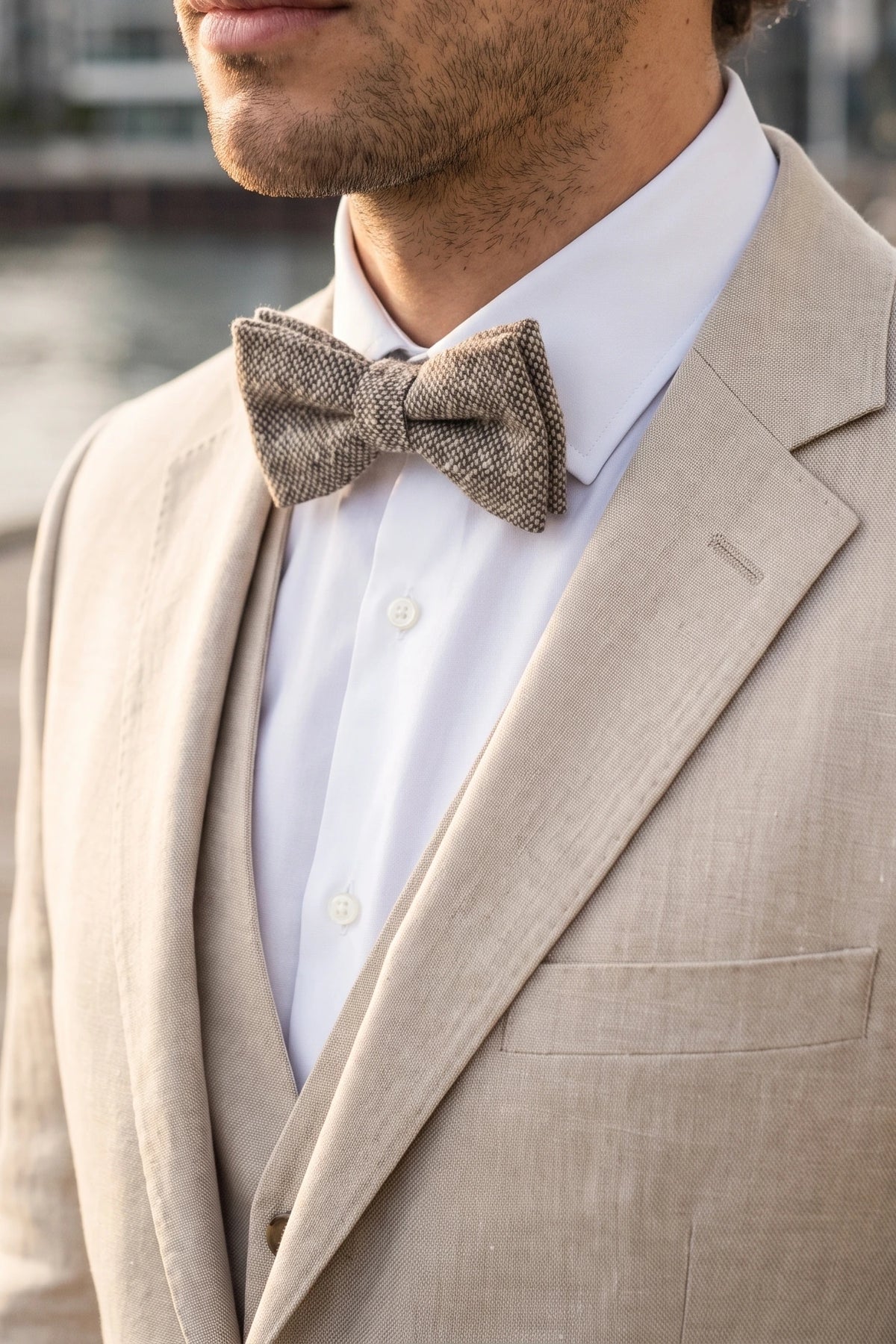 Men’s Taupe Tweed Bow Tie