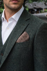 Men’s Taupe Tweed Wool Blend Pocket Square