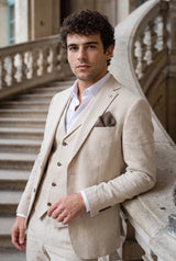 Men’s Taupe Tweed Wool Blend Pocket Square