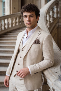 Men’s Taupe Tweed Wool Blend Pocket Square