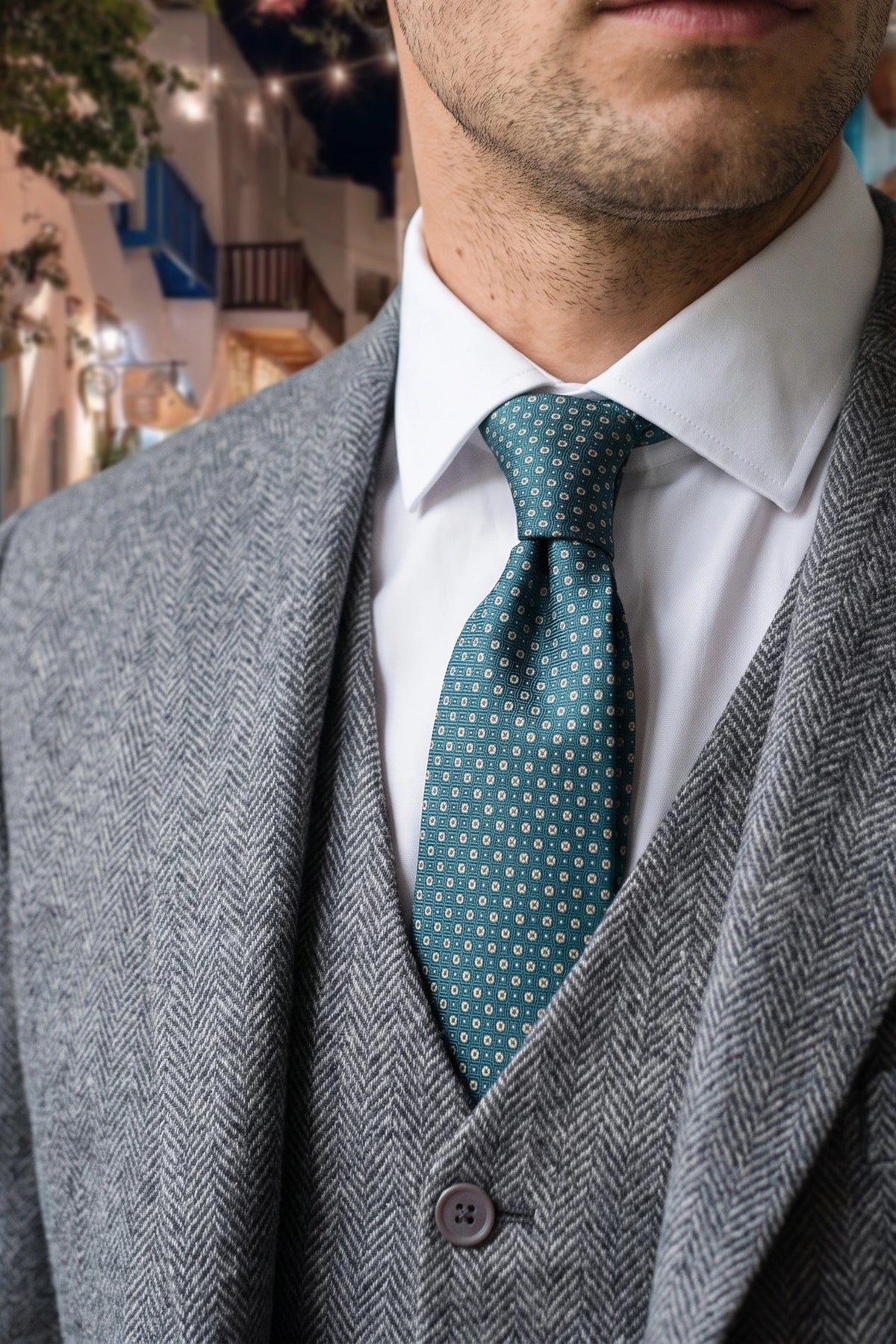 Men’s Teal Textured Woven Tie