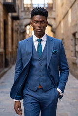 Men’s Teal Tie Set with Pocket Square and Cufflinks