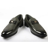 Men's Textured Front Iconic Buckle Bow Loafers