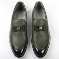 Men's Textured Front Iconic Buckle Bow Loafers