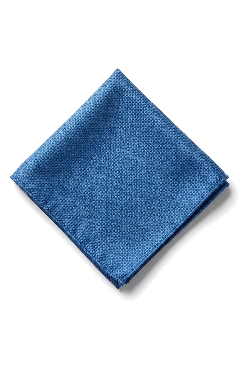 Men's Tie Pocket Sqaure Set Formal Solid Necktie - Blue
