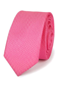 Men's Tie Pocket Sqaure Set Formal Solid Necktie - Fuschia