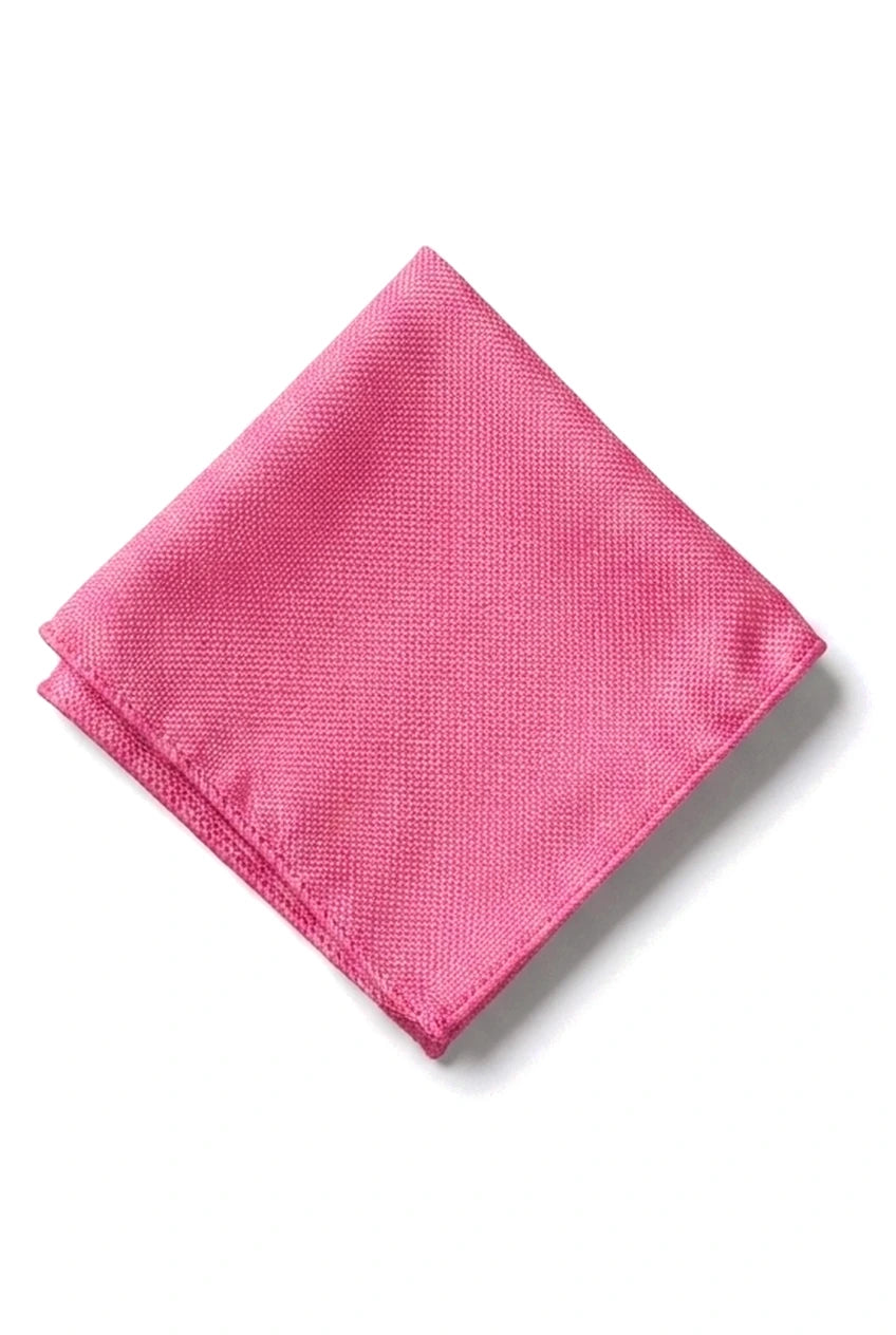 Men's Tie Pocket Sqaure Set Formal Solid Necktie - Fuschia