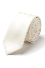 Men's Tie Pocket Sqaure Set Formal Solid Necktie - Ivory