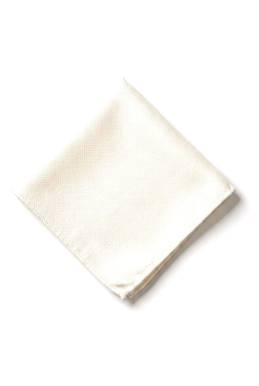 Men's Tie Pocket Sqaure Set Formal Solid Necktie - Ivory