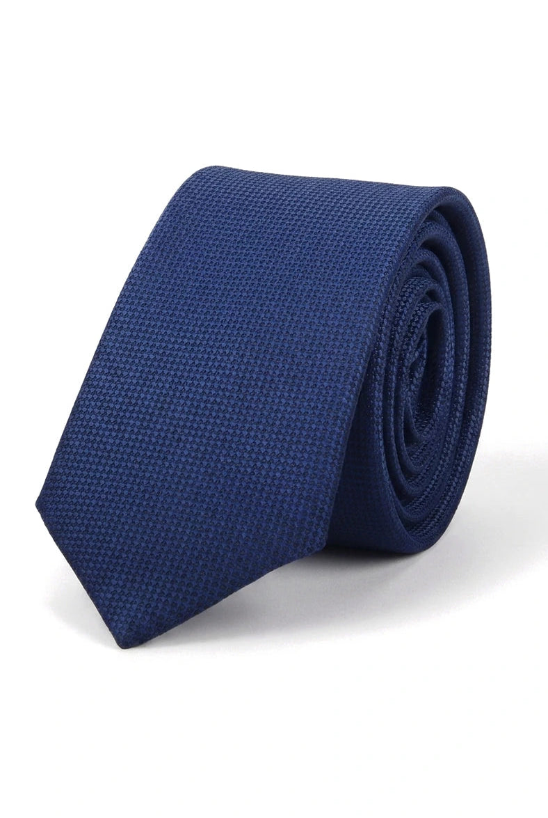 Men's Tie Pocket Sqaure Set Formal Solid Necktie - Navy