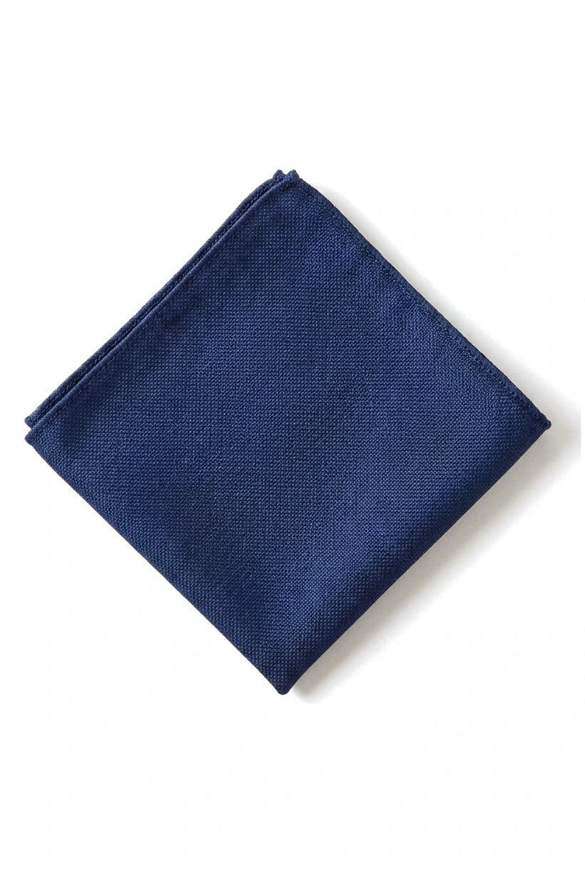 Men's Tie Pocket Sqaure Set Formal Solid Necktie - Navy