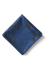 Men's Tie Pocket Sqaure Set Formal Floral Necktie - Navy