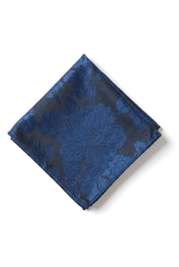 Men's Tie Pocket Sqaure Set Formal Floral Necktie - Navy