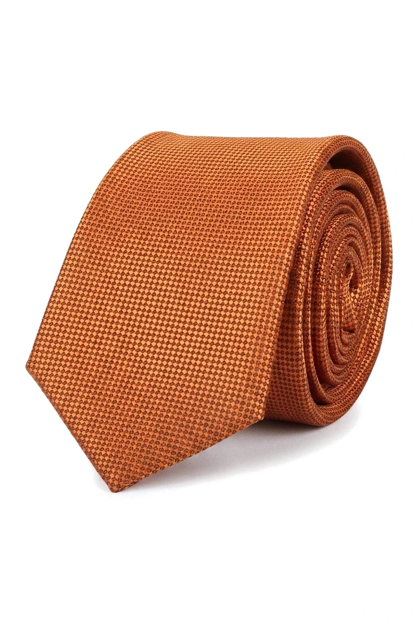 Men's Tie Pocket Sqaure Set Formal Solid Necktie - Rust