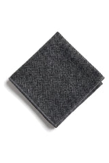 Men's Tweed Charcoal Tie Hankie Set Classic British Heritage Wool Herringbone