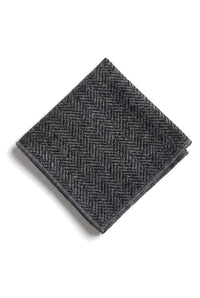 Men's Tweed Charcoal Tie Hankie Set Classic British Heritage Wool Herringbone