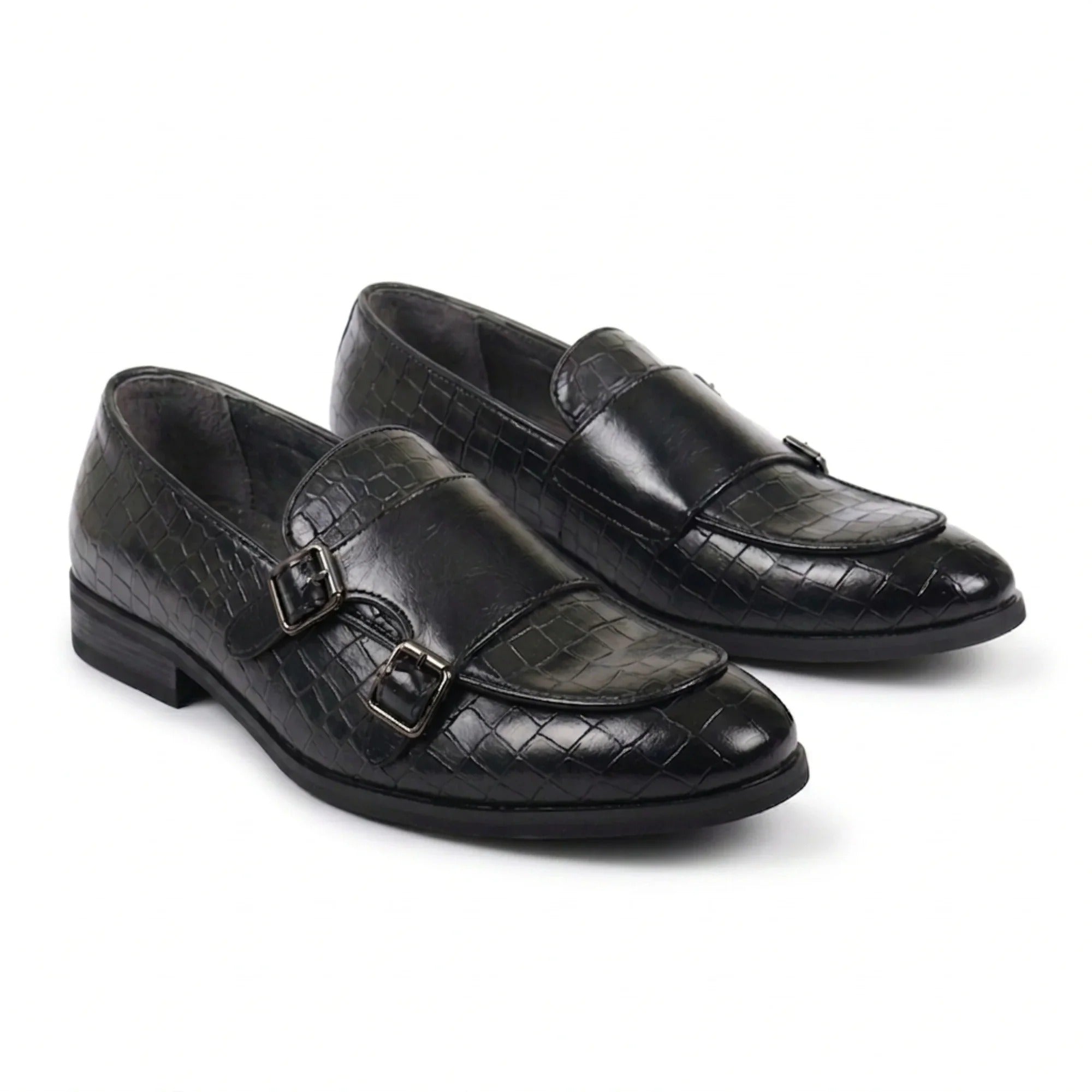Men's Vegan Leather Double Monk Strap Loafers