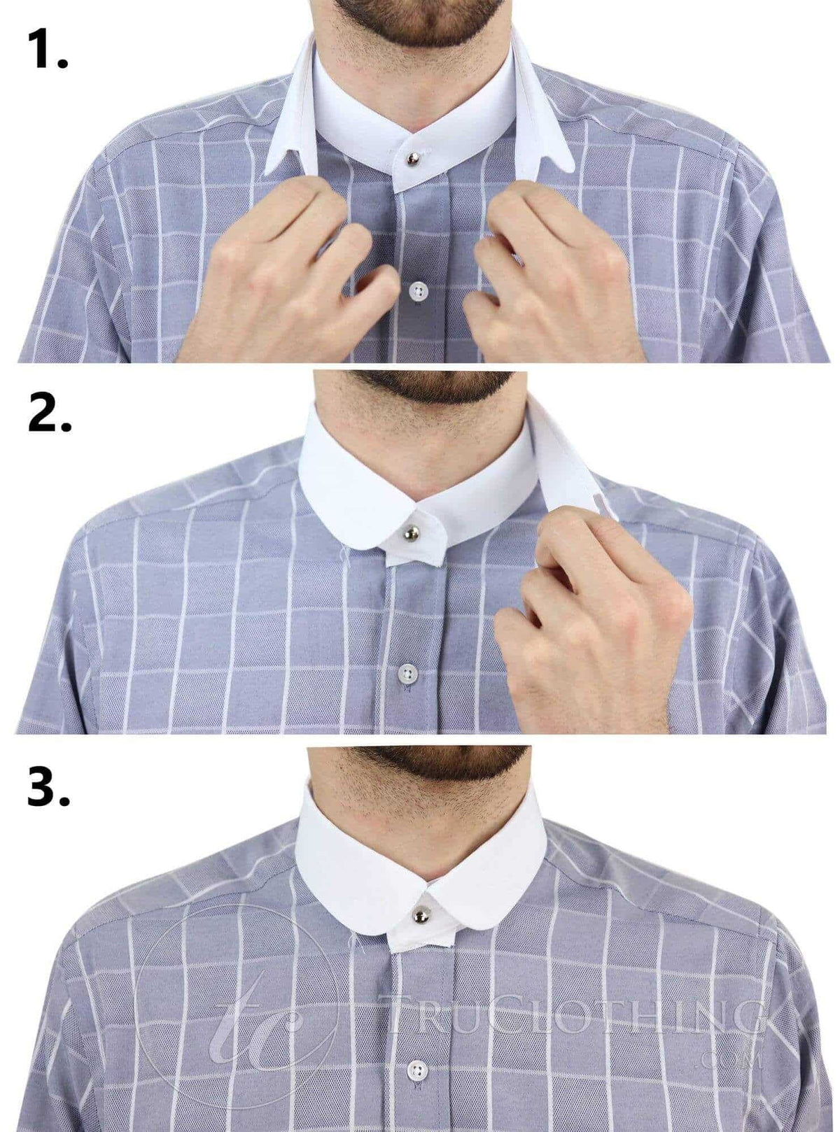 Mens Vintage Check Pattern Shirt with Removable Collar: Buy Online ...