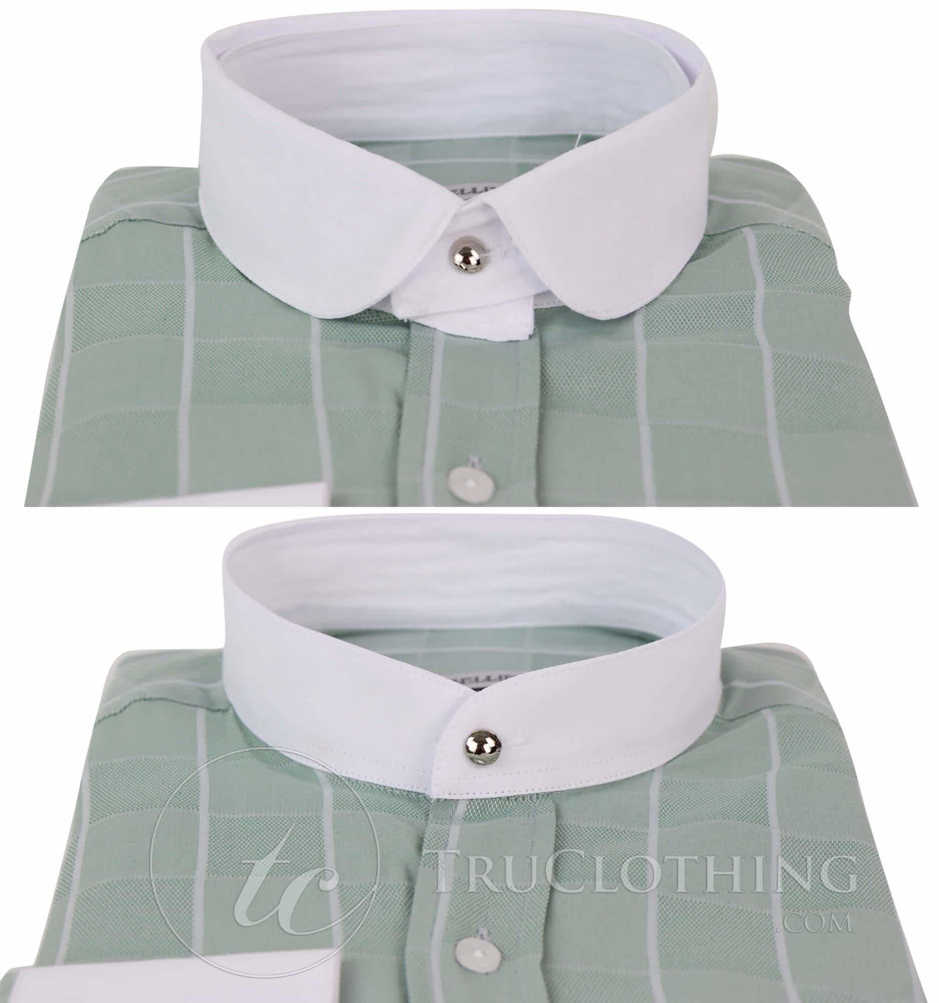 Mens Vintage Check Pattern Shirt with Removable Collar: Buy Online