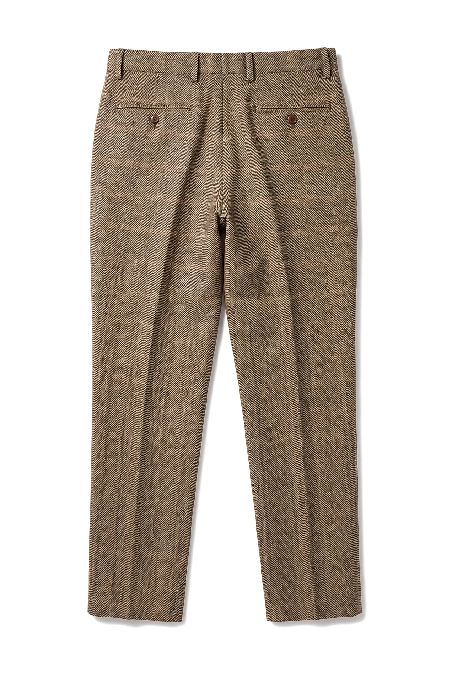 Dx-7 - Men's Tweed Check Trouser Herringbone Tan Brown Regular
