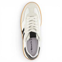 Men's White Leather Black Stripe Sneakers