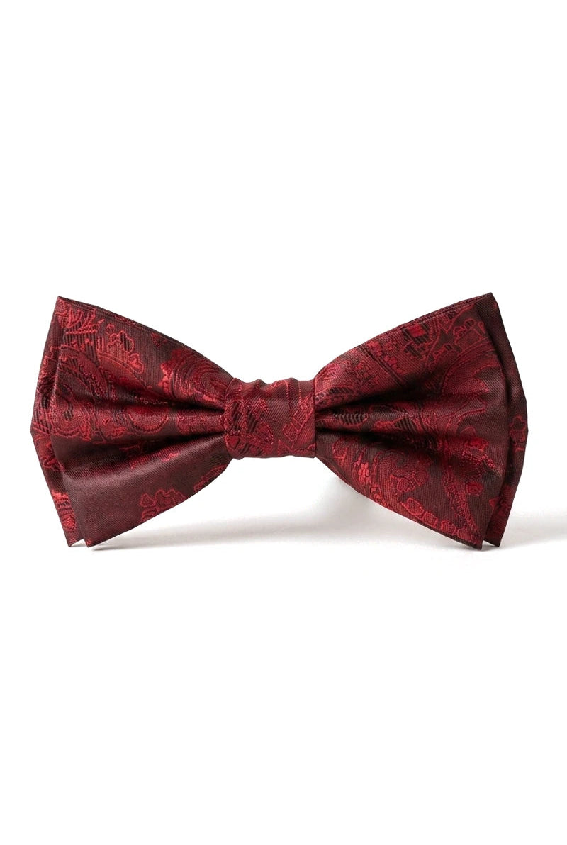 Men's Wine Bow Tie Pocket Square Cuff Links Gift Set