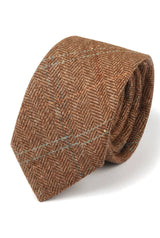 Men's Wool Blend Herringbone Plaid Tweed Tie - Oak