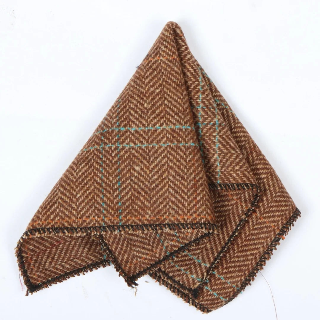 Men's Wool Blend Herringbone Plaid Tweed Tie - Oak