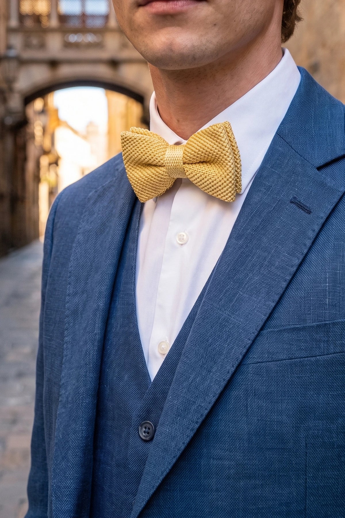Men’s Yellow Knitted Bow Tie
