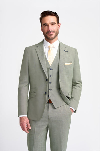 sage green dress jacket Modern Sage Green Crepe Designer Jacket Skirt Ensemble
