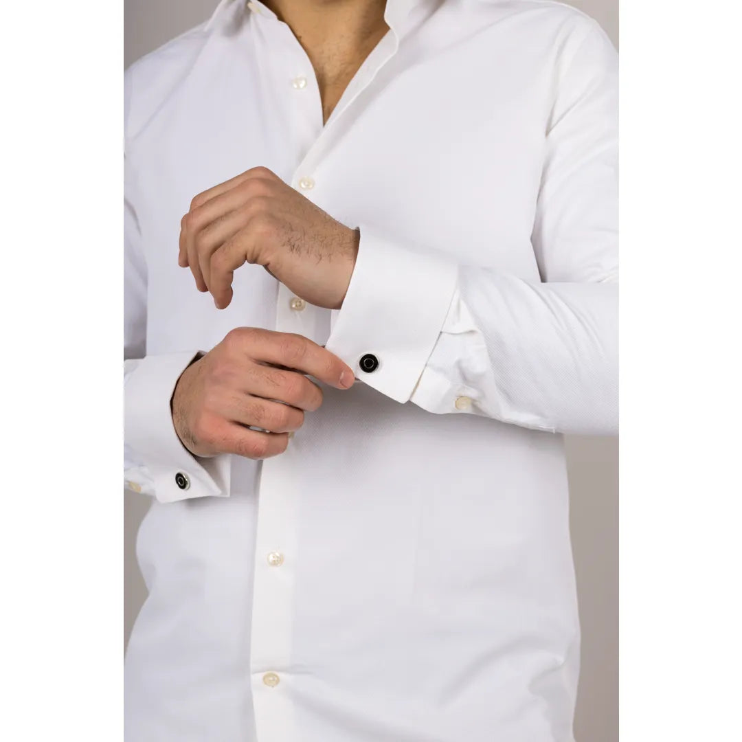 Men's Cream Double Cuff Oxford Shirt Men's Cream Double Cuff Oxford Shirt