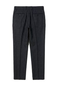 Oscar - Men's Navy Blue Wool Blend Tweed Trousers
