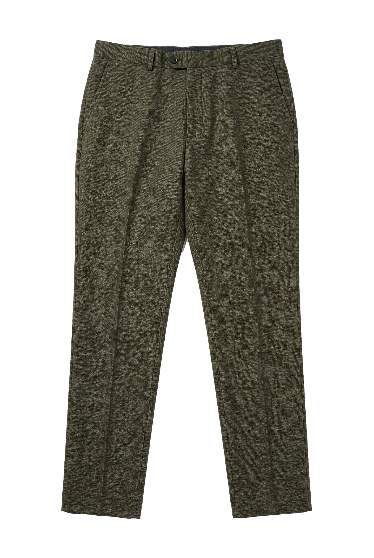 Oscar - Men's Olive Green Wool Blend Tweed Trousers
