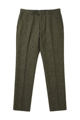 Oscar - Men's Olive Green Wool Blend Tweed Trousers
