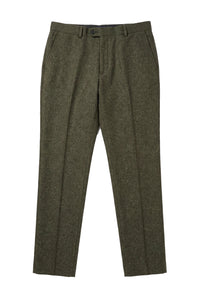 Oscar - Men's Olive Green Wool Blend Tweed Trousers