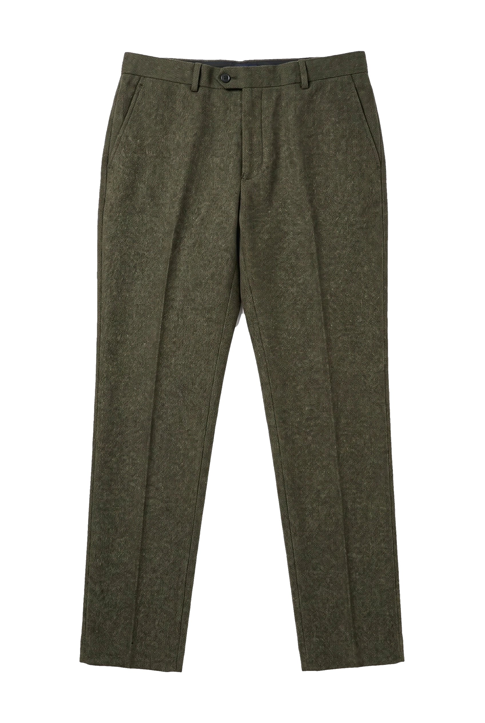 Oscar - Men's Olive Green Wool Blend Tweed Trousers