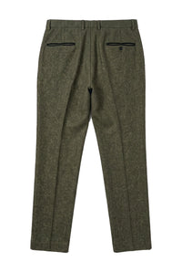 Oscar - Men's Olive Green Wool Blend Tweed Trousers