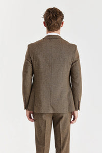 Oscar - Men's 3 Piece Brown Wool Blend Tweed Suit