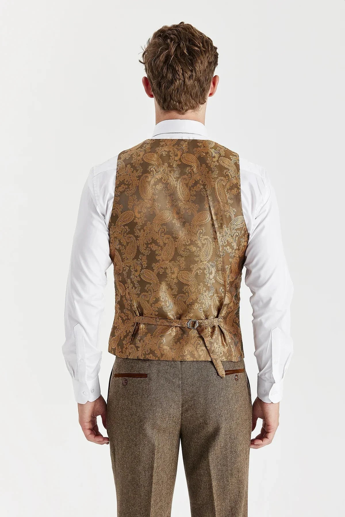 Oscar - Men's Brown Wool Blend Tweed Waistcoat