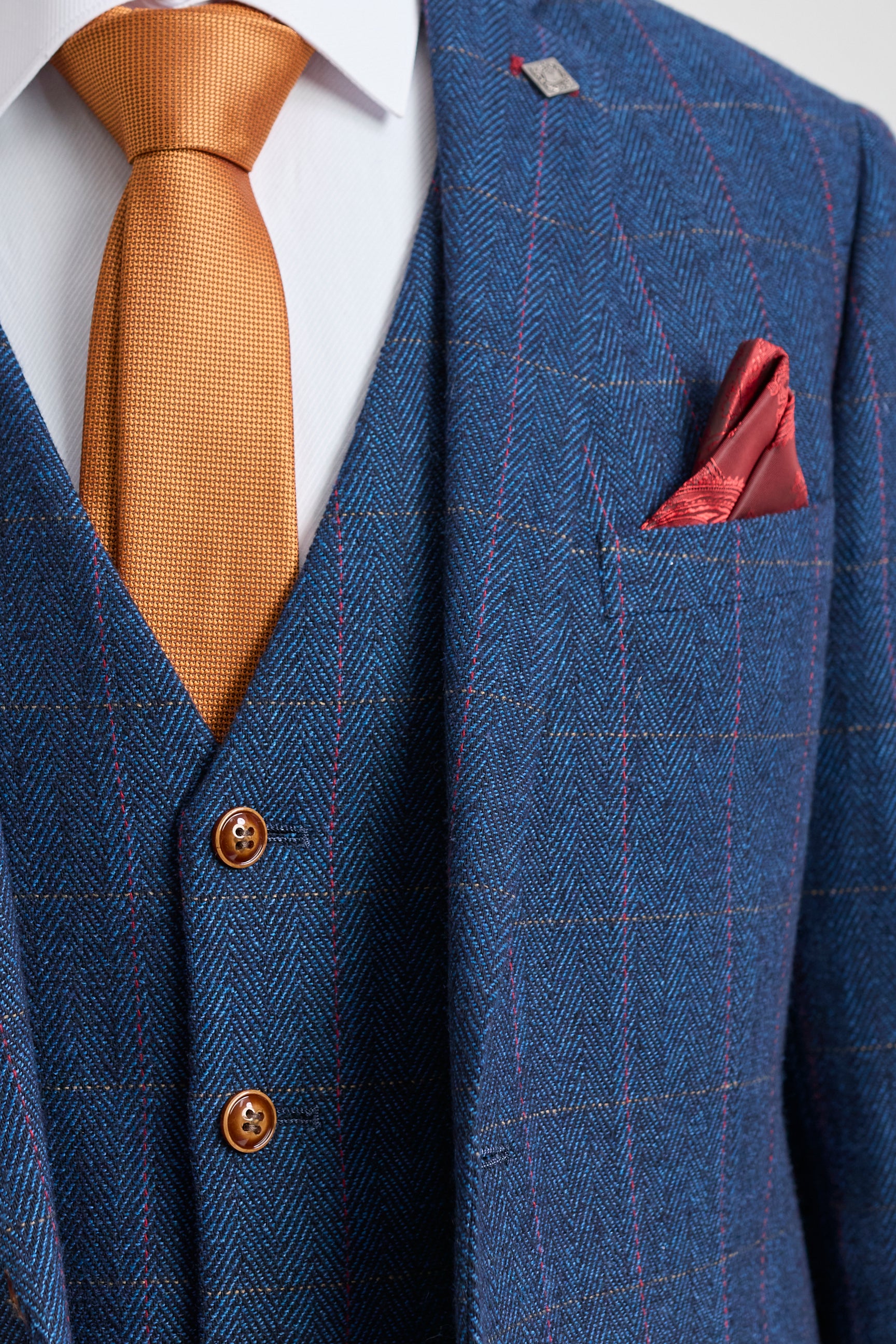 Scott Men's Blue 3-Piece Tweed Check Suit: Buy Online - Happy