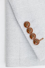 Mark Men's Grey Stone 3-Piece Tweed Check Suit with Brown Trim for Weddings and Proms