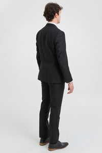 Paul Andrew Parker - Mens 3 Piece Black Tailored Fit Complete Suit Classic Door Man Mourning Funeral