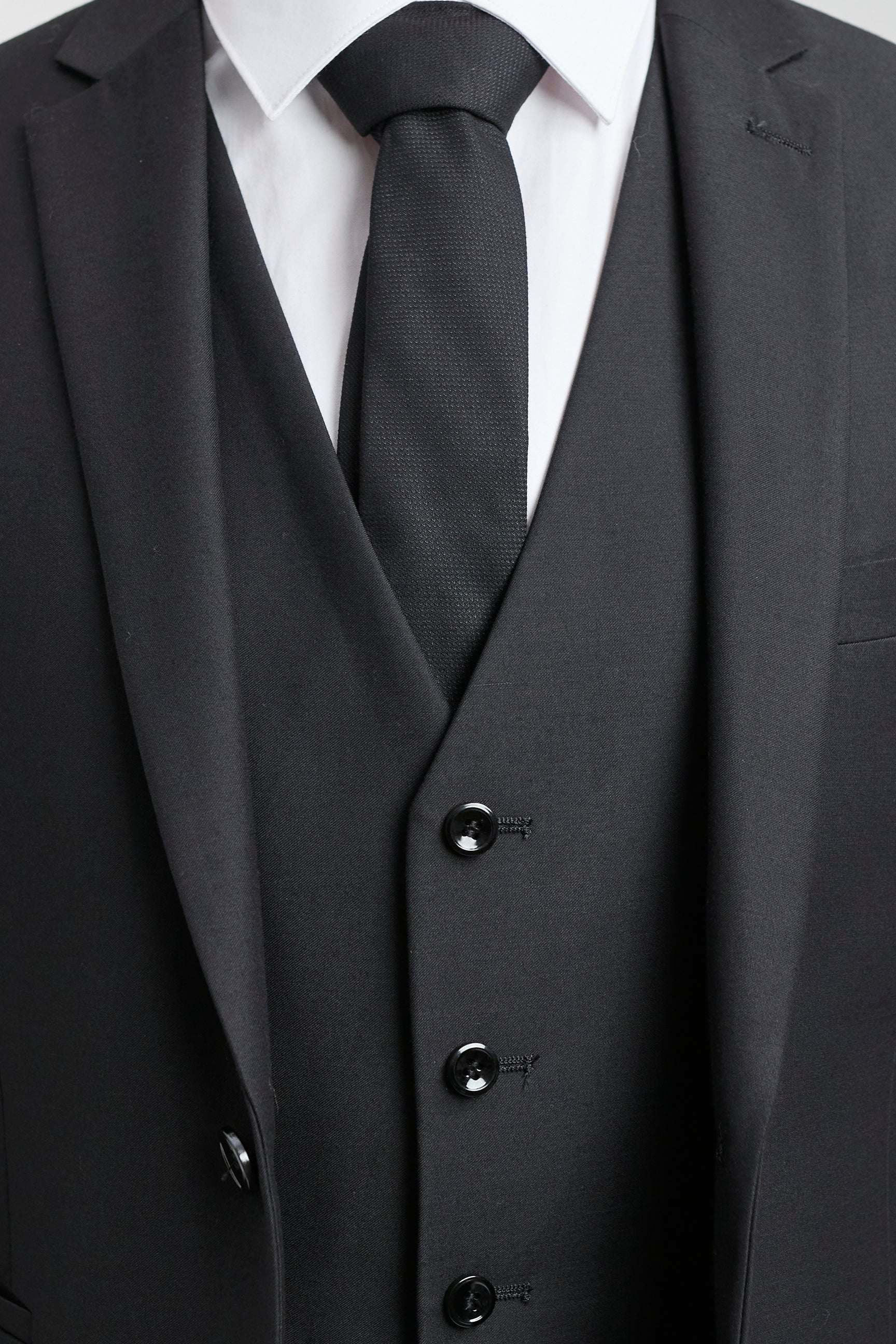 Paul Andrew Parker - Mens 3 Piece Black Tailored Fit Complete Suit Classic Door Man Mourning Funeral