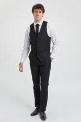 Paul Andrew Parker - Mens 3 Piece Black Tailored Fit Complete Suit Classic Door Man Mourning Funeral