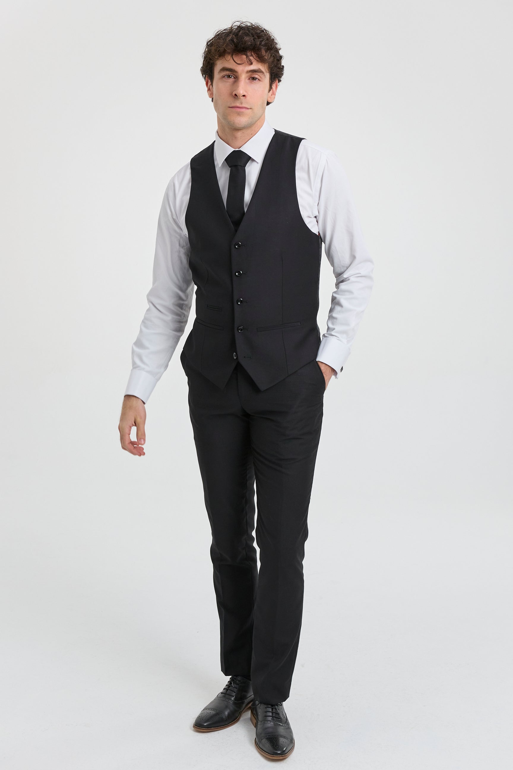 Paul Andrew Parker - Mens 3 Piece Black Tailored Fit Complete Suit Classic Door Man Mourning Funeral